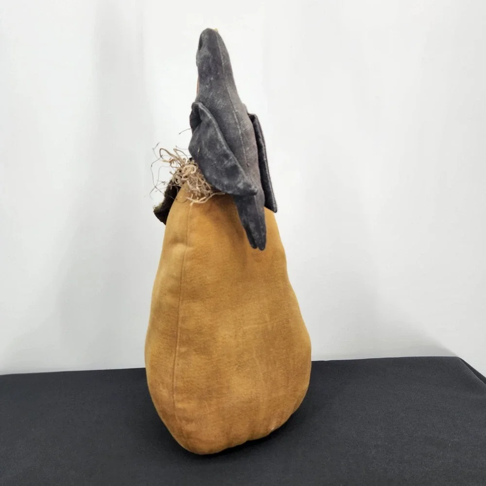 Primitive Fabric Folk Art Pumpkin Raven Fall Decor Thanksgiving Halloween - Picture 2 of 11